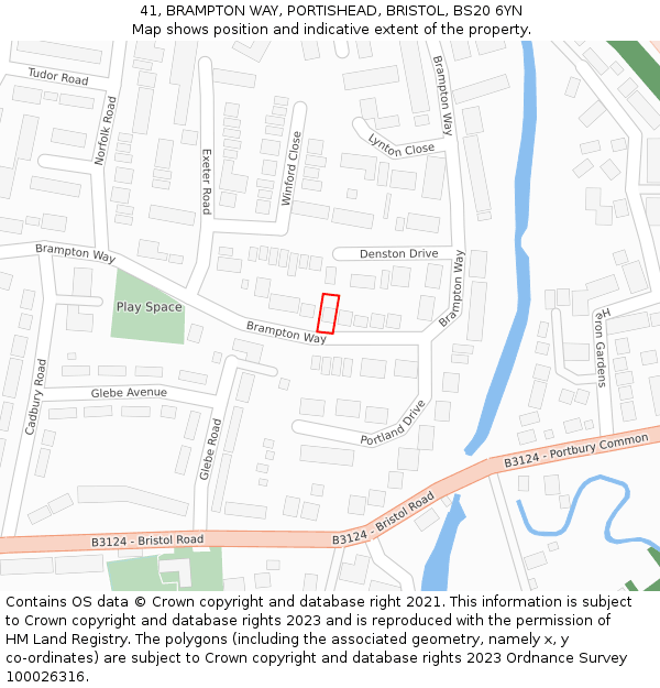 41, BRAMPTON WAY, PORTISHEAD, BRISTOL, BS20 6YN: Location map and indicative extent of plot