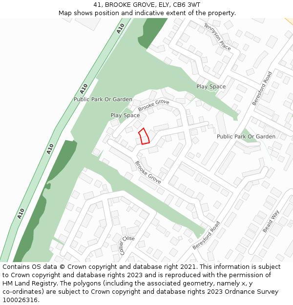 41, BROOKE GROVE, ELY, CB6 3WT: Location map and indicative extent of plot