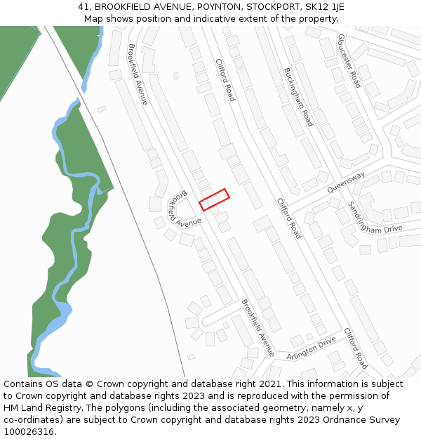 41, BROOKFIELD AVENUE, POYNTON, STOCKPORT, SK12 1JE: Location map and indicative extent of plot