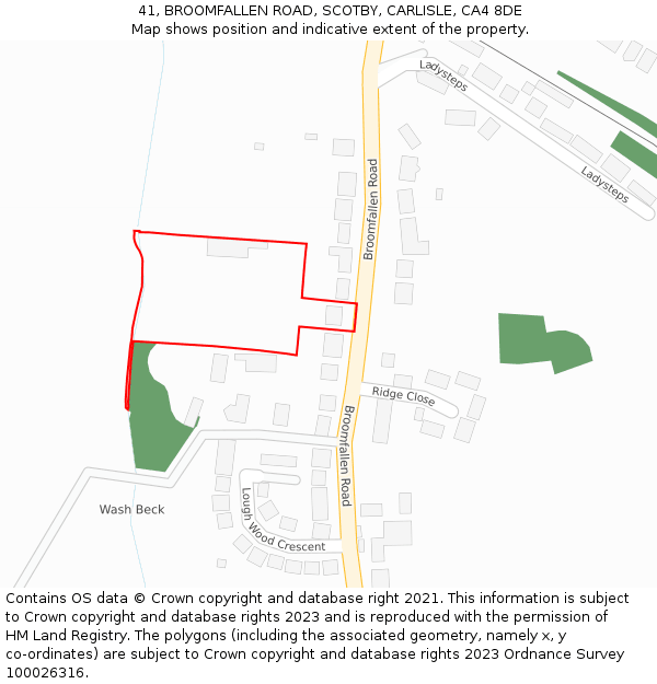 41, BROOMFALLEN ROAD, SCOTBY, CARLISLE, CA4 8DE: Location map and indicative extent of plot