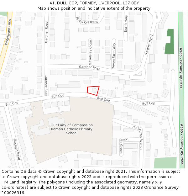 41, BULL COP, FORMBY, LIVERPOOL, L37 8BY: Location map and indicative extent of plot