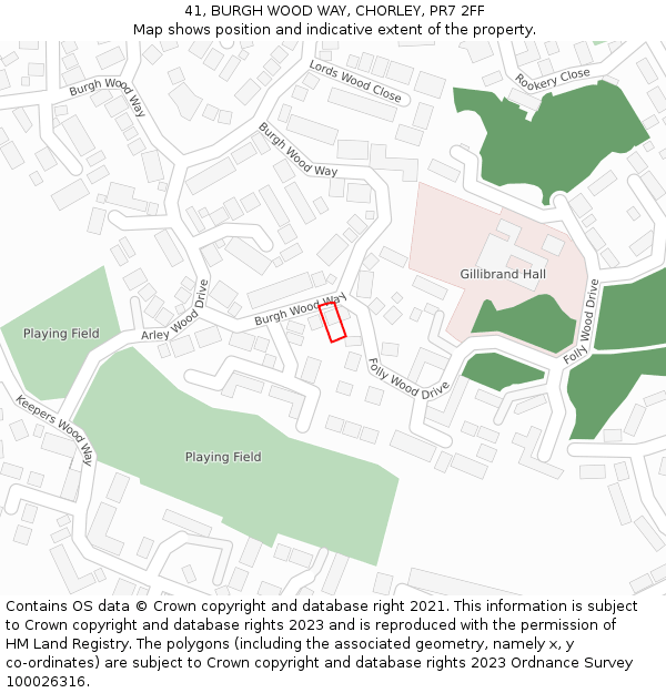41, BURGH WOOD WAY, CHORLEY, PR7 2FF: Location map and indicative extent of plot