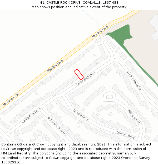 41, CASTLE ROCK DRIVE, COALVILLE, LE67 4SE: Location map and indicative extent of plot