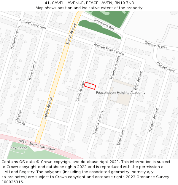 41, CAVELL AVENUE, PEACEHAVEN, BN10 7NR: Location map and indicative extent of plot