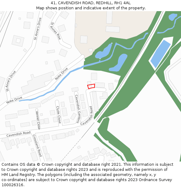 41, CAVENDISH ROAD, REDHILL, RH1 4AL: Location map and indicative extent of plot