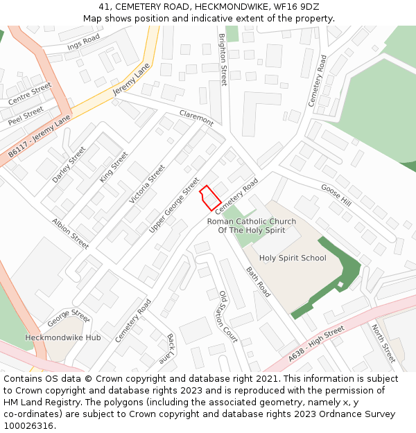 41, CEMETERY ROAD, HECKMONDWIKE, WF16 9DZ: Location map and indicative extent of plot