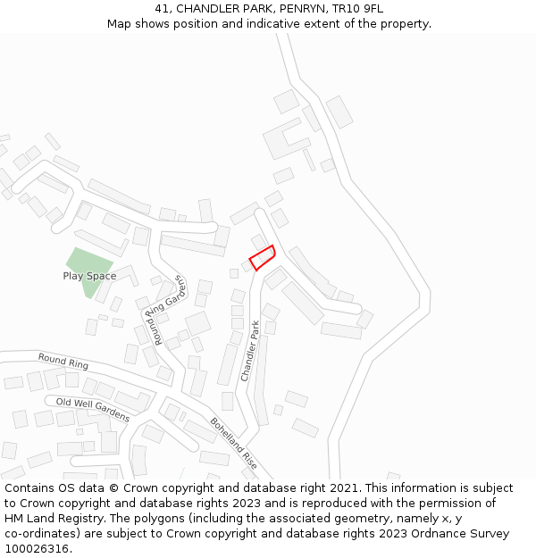 41, CHANDLER PARK, PENRYN, TR10 9FL: Location map and indicative extent of plot