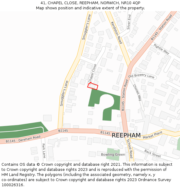 41, CHAPEL CLOSE, REEPHAM, NORWICH, NR10 4QP: Location map and indicative extent of plot