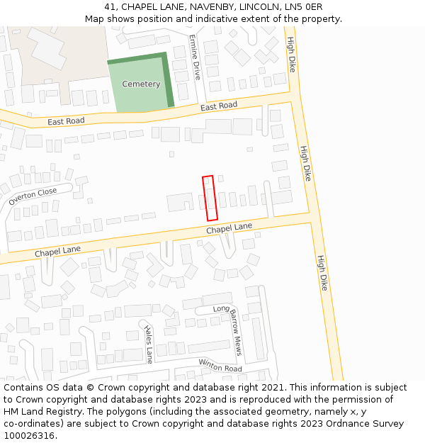 41, CHAPEL LANE, NAVENBY, LINCOLN, LN5 0ER: Location map and indicative extent of plot