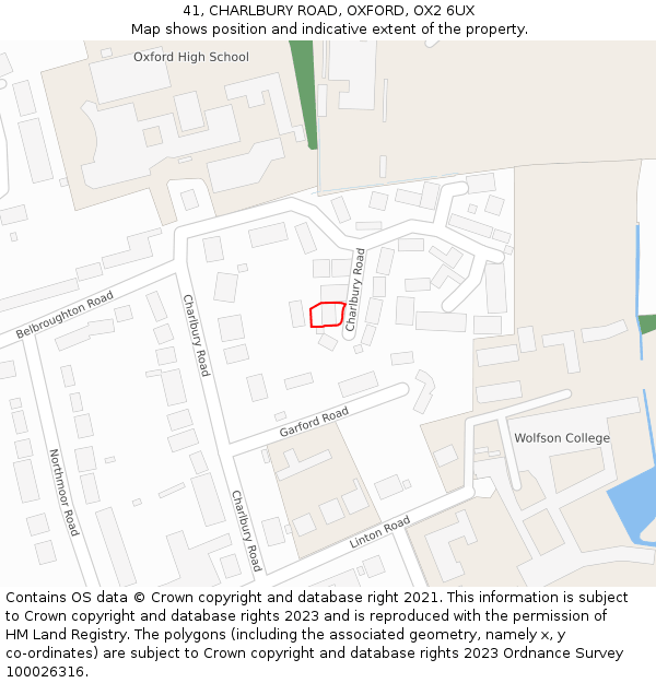 41, CHARLBURY ROAD, OXFORD, OX2 6UX: Location map and indicative extent of plot