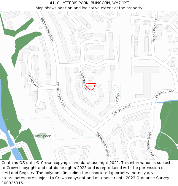 41, CHATTERIS PARK, RUNCORN, WA7 1XE: Location map and indicative extent of plot