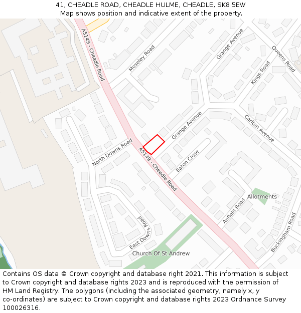 41, CHEADLE ROAD, CHEADLE HULME, CHEADLE, SK8 5EW: Location map and indicative extent of plot