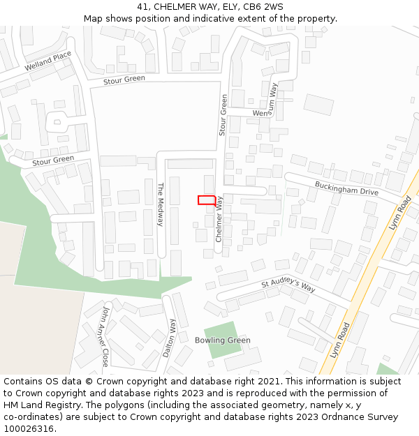 41, CHELMER WAY, ELY, CB6 2WS: Location map and indicative extent of plot