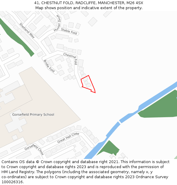 41, CHESTNUT FOLD, RADCLIFFE, MANCHESTER, M26 4SX: Location map and indicative extent of plot