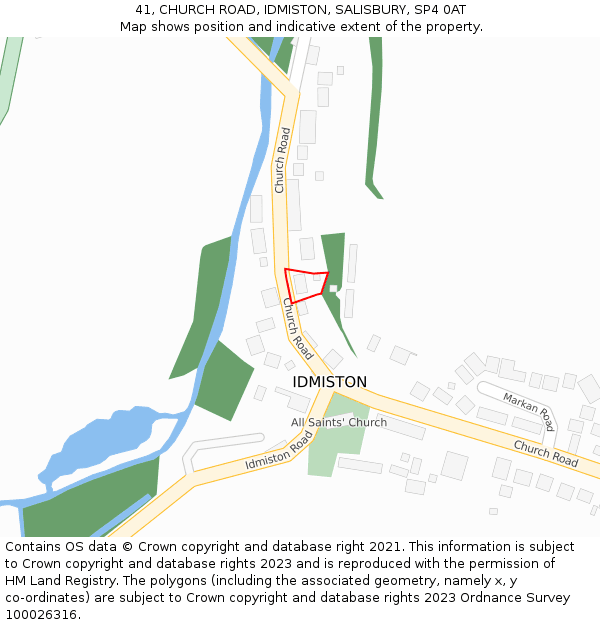 41, CHURCH ROAD, IDMISTON, SALISBURY, SP4 0AT: Location map and indicative extent of plot