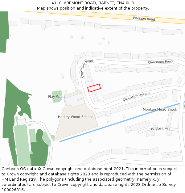 41, CLAREMONT ROAD, BARNET, EN4 0HR: Location map and indicative extent of plot