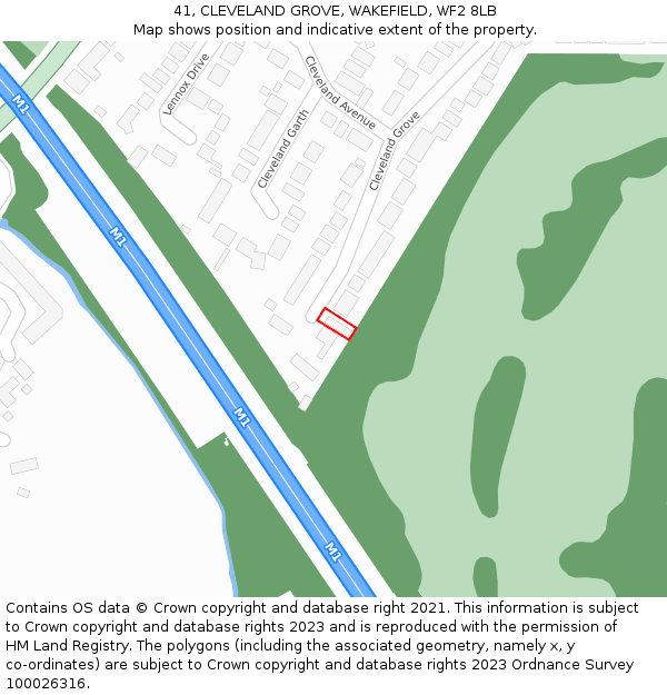 41, CLEVELAND GROVE, WAKEFIELD, WF2 8LB: Location map and indicative extent of plot