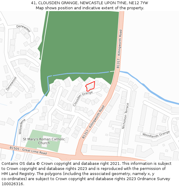 41, CLOUSDEN GRANGE, NEWCASTLE UPON TYNE, NE12 7YW: Location map and indicative extent of plot