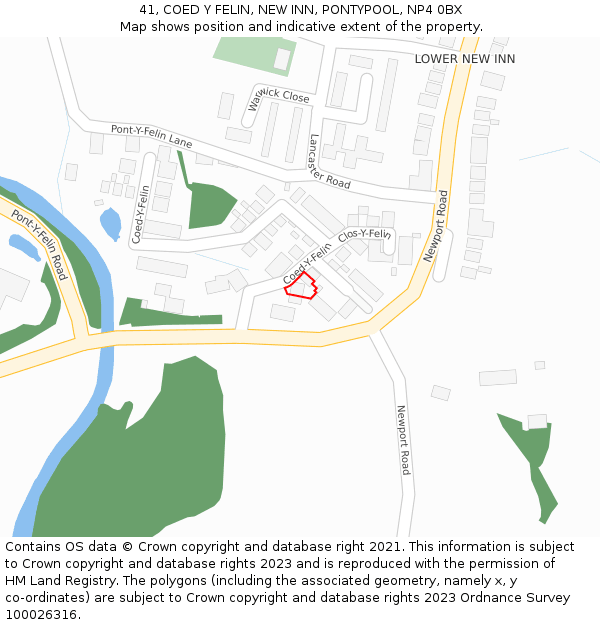 41, COED Y FELIN, NEW INN, PONTYPOOL, NP4 0BX: Location map and indicative extent of plot