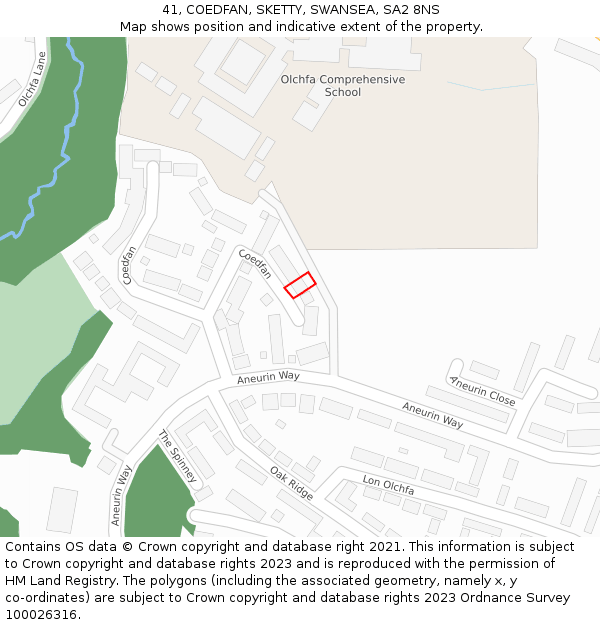 41, COEDFAN, SKETTY, SWANSEA, SA2 8NS: Location map and indicative extent of plot