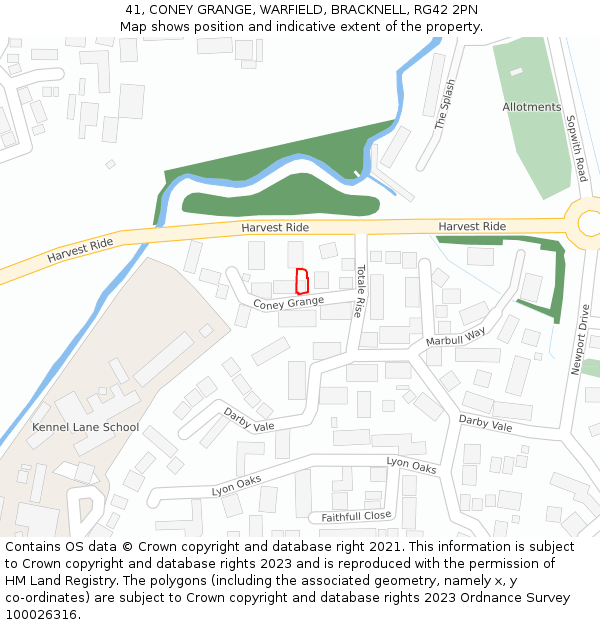 41, CONEY GRANGE, WARFIELD, BRACKNELL, RG42 2PN: Location map and indicative extent of plot