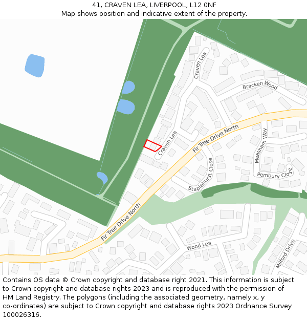 41, CRAVEN LEA, LIVERPOOL, L12 0NF: Location map and indicative extent of plot