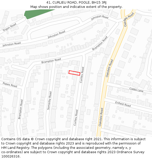 41, CURLIEU ROAD, POOLE, BH15 3RJ: Location map and indicative extent of plot