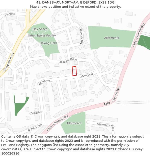 41, DANESHAY, NORTHAM, BIDEFORD, EX39 1DG: Location map and indicative extent of plot