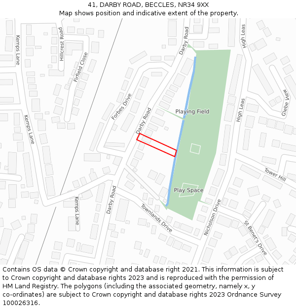 41, DARBY ROAD, BECCLES, NR34 9XX: Location map and indicative extent of plot