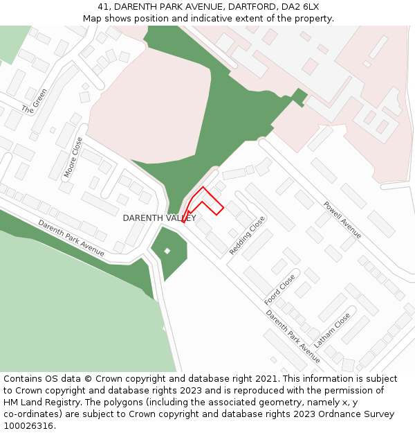 41, DARENTH PARK AVENUE, DARTFORD, DA2 6LX: Location map and indicative extent of plot