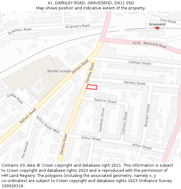 41, DARNLEY ROAD, GRAVESEND, DA11 0SD: Location map and indicative extent of plot