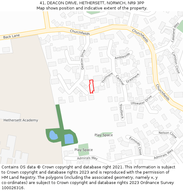 41, DEACON DRIVE, HETHERSETT, NORWICH, NR9 3PP: Location map and indicative extent of plot