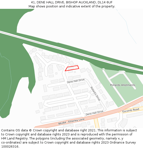 41, DENE HALL DRIVE, BISHOP AUCKLAND, DL14 6UF: Location map and indicative extent of plot