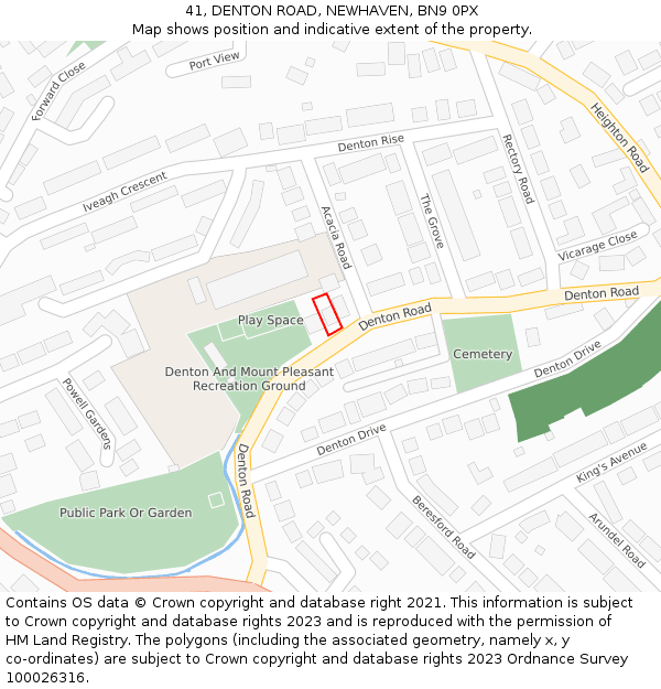 41, DENTON ROAD, NEWHAVEN, BN9 0PX: Location map and indicative extent of plot