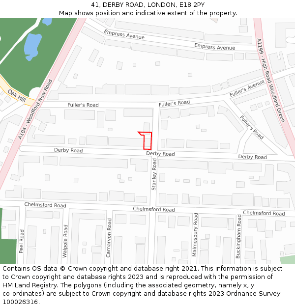 41, DERBY ROAD, LONDON, E18 2PY: Location map and indicative extent of plot