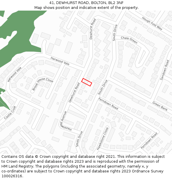 41, DEWHURST ROAD, BOLTON, BL2 3NF: Location map and indicative extent of plot