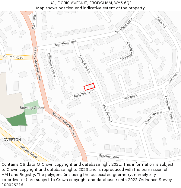 41, DORIC AVENUE, FRODSHAM, WA6 6QF: Location map and indicative extent of plot