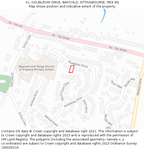 41, DOUBLEDAY DRIVE, BAPCHILD, SITTINGBOURNE, ME9 9PJ: Location map and indicative extent of plot