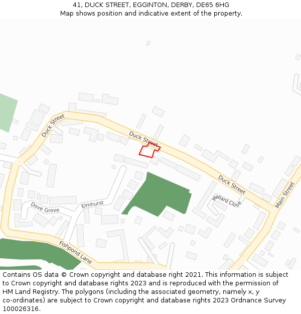 41, DUCK STREET, EGGINTON, DERBY, DE65 6HG: Location map and indicative extent of plot