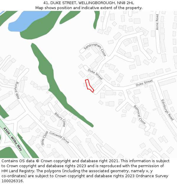 41, DUKE STREET, WELLINGBOROUGH, NN8 2HL: Location map and indicative extent of plot