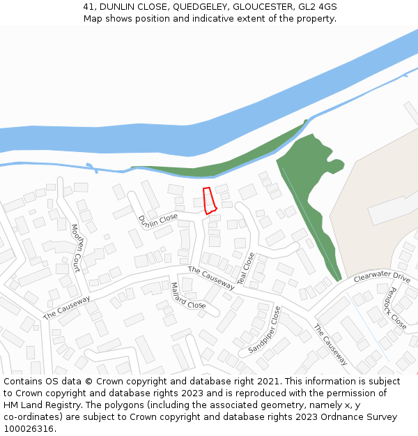41, DUNLIN CLOSE, QUEDGELEY, GLOUCESTER, GL2 4GS: Location map and indicative extent of plot