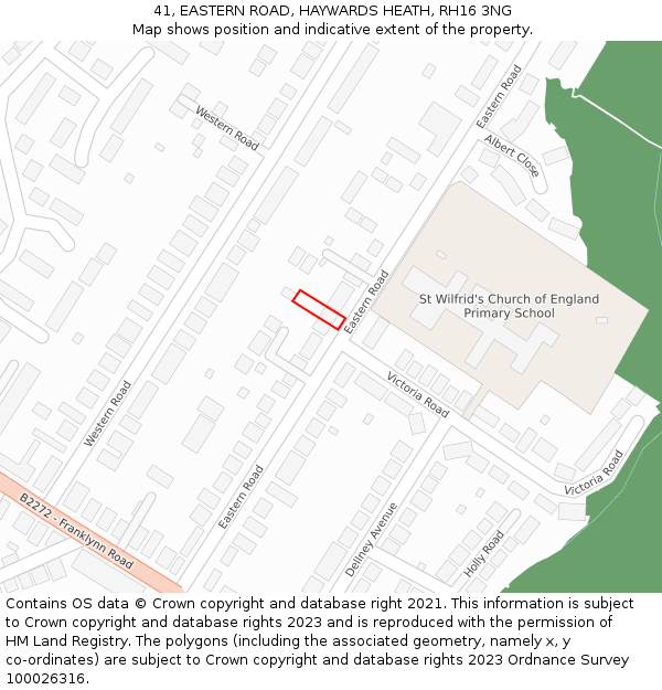 41, EASTERN ROAD, HAYWARDS HEATH, RH16 3NG: Location map and indicative extent of plot