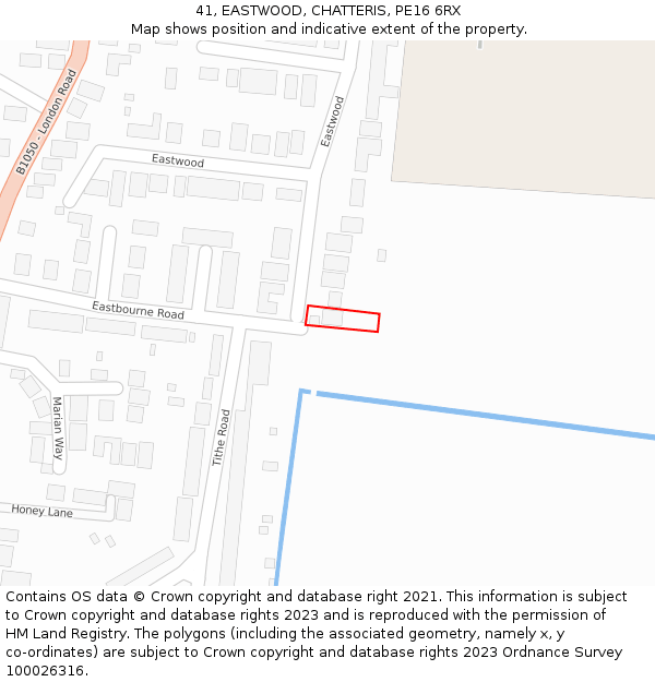 41, EASTWOOD, CHATTERIS, PE16 6RX: Location map and indicative extent of plot