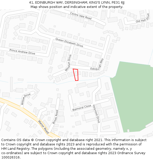 41, EDINBURGH WAY, DERSINGHAM, KING'S LYNN, PE31 6JJ: Location map and indicative extent of plot