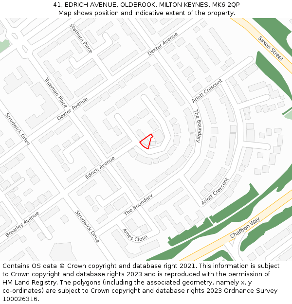 41, EDRICH AVENUE, OLDBROOK, MILTON KEYNES, MK6 2QP: Location map and indicative extent of plot