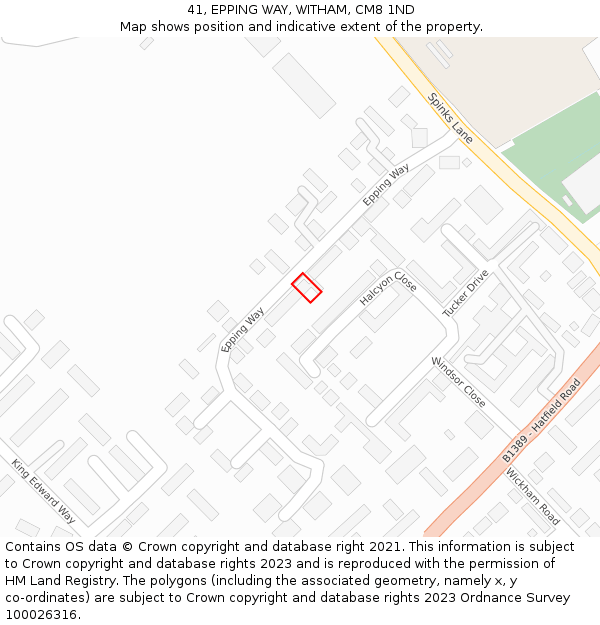 41, EPPING WAY, WITHAM, CM8 1ND: Location map and indicative extent of plot