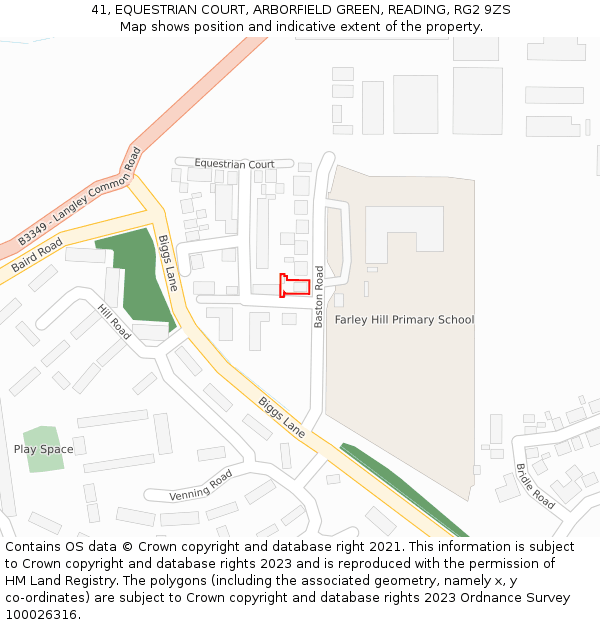 41, EQUESTRIAN COURT, ARBORFIELD GREEN, READING, RG2 9ZS: Location map and indicative extent of plot