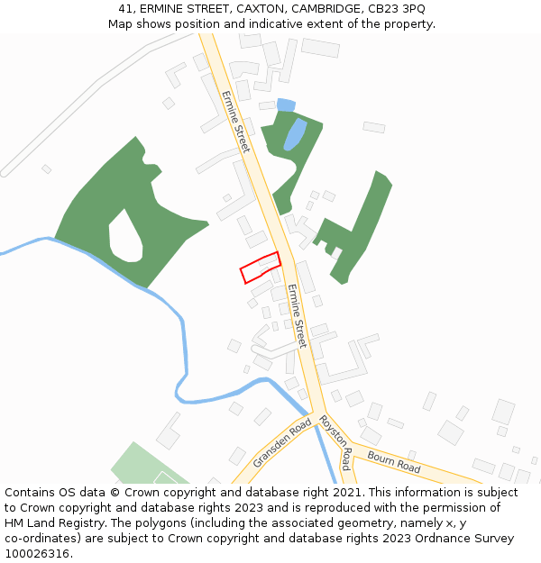 41, ERMINE STREET, CAXTON, CAMBRIDGE, CB23 3PQ: Location map and indicative extent of plot