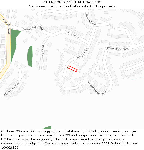 41, FALCON DRIVE, NEATH, SA11 3SG: Location map and indicative extent of plot