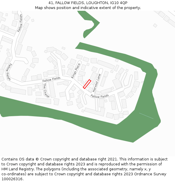 41, FALLOW FIELDS, LOUGHTON, IG10 4QP: Location map and indicative extent of plot